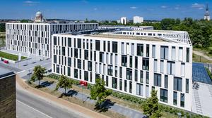 Luftbild von dem Haupthaus der Wirtschaftsförderung Land Brandenburg GmbH in Potsdam