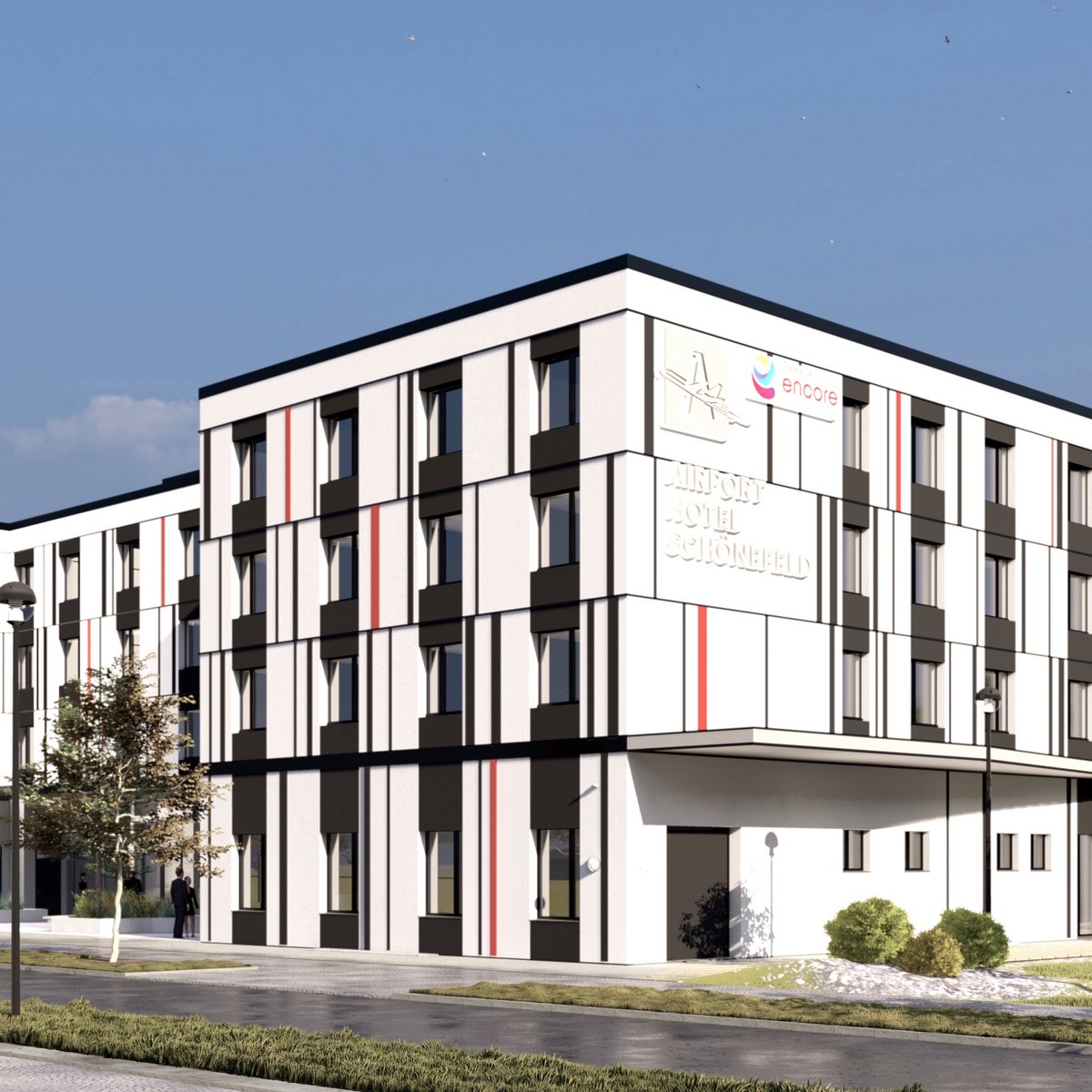 Visualisierung des neuen Airport Hotels am S-Bahnhof Waßmannsdorf