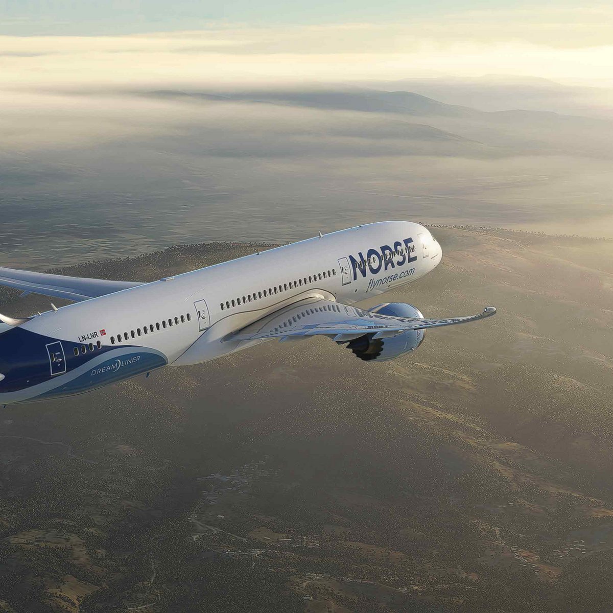 Flugzeug von Norse Atlantic Airways in der Luft