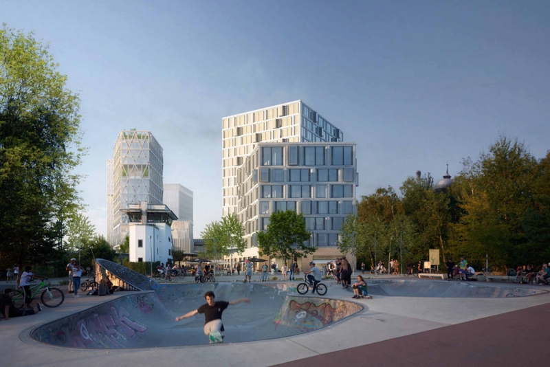 Visualisierung „Urbane Mitte Süd“ - Quartiersentwicklung am Gleisdreieck in Berlin