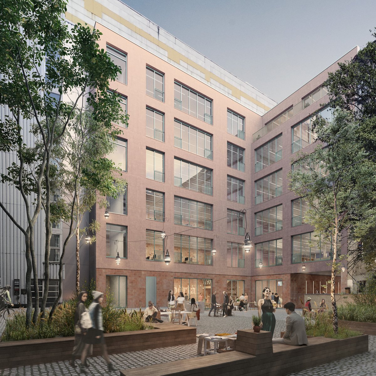 Visualisierung Bürokomlex in der Hofperspektive, Berlin Kreuzberg