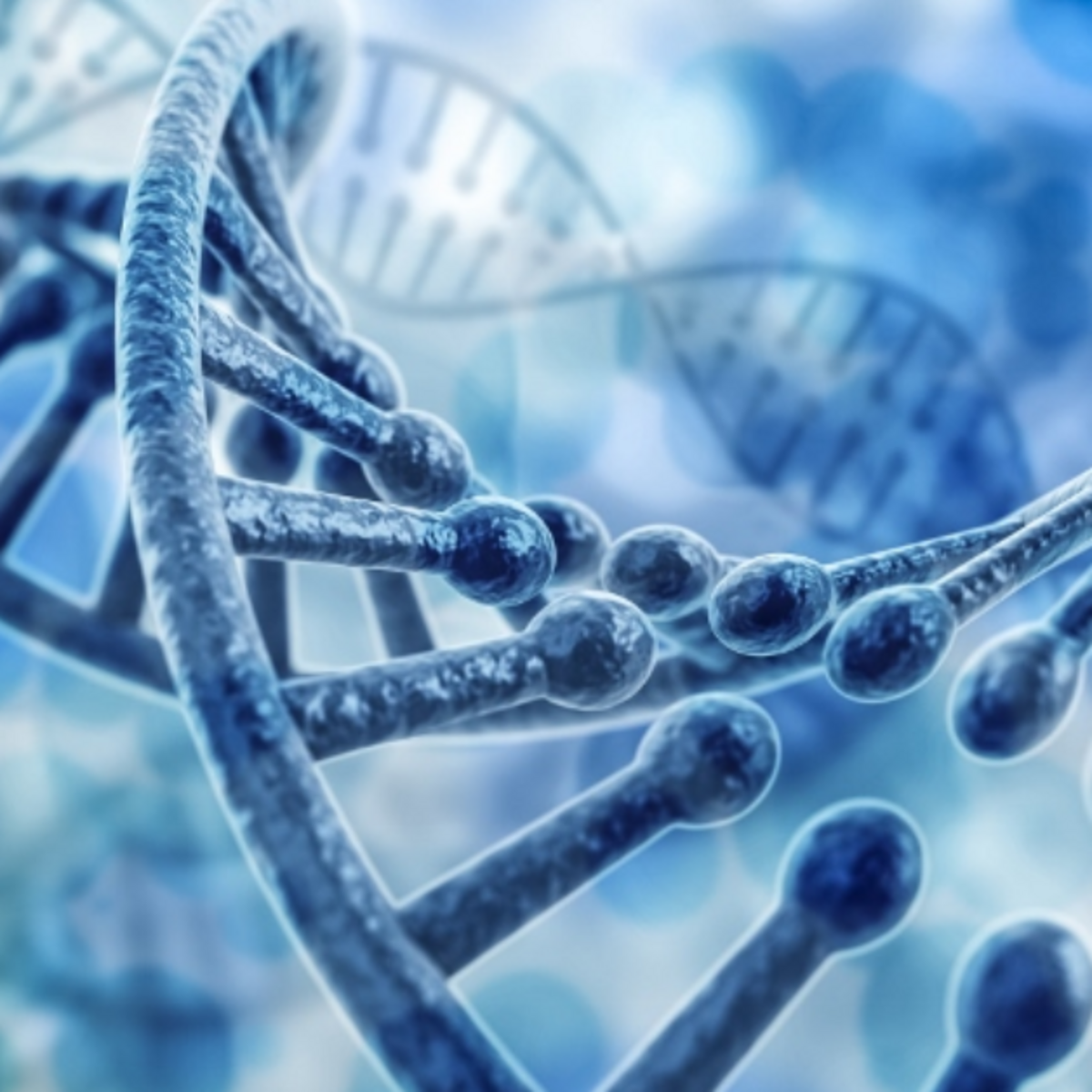 Das Bild zeigt einen Animation eines DNA-Strangs.