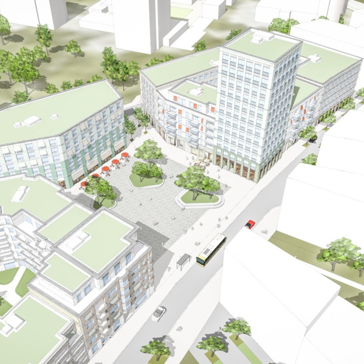 Visualisierung Wohnprojekt Lichterfelde Süd | Vogelperspektive