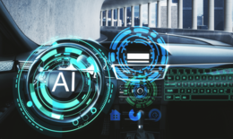 Bild zeigt den Blick aus einem Autocockpit in einen Autotunnel - animierte Grafiken deuten an, dass künstliche Intelligenz das Auto bedient bzw. die Funktionen bequemer steuerbar macht.