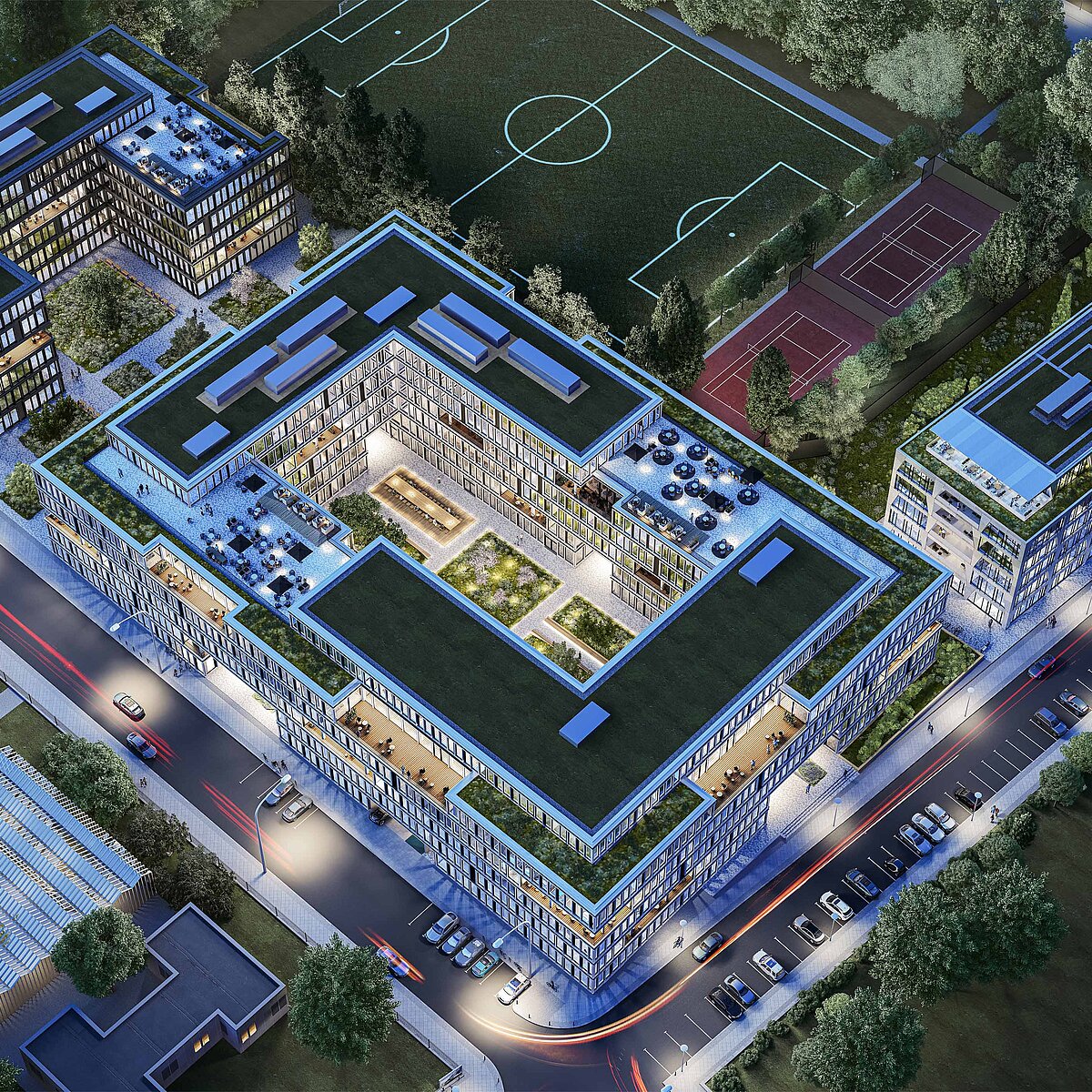 Visualisierung Luftperspektive PANDION OFFICEHOME Ostkreuz Campus 