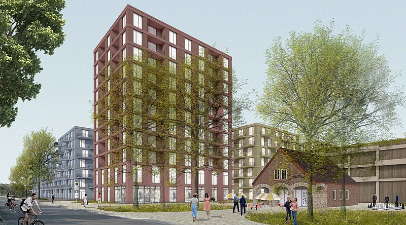 Visualisierung Quartier ind Teltow Eingangsplatz Oderstraße/Warthestraße