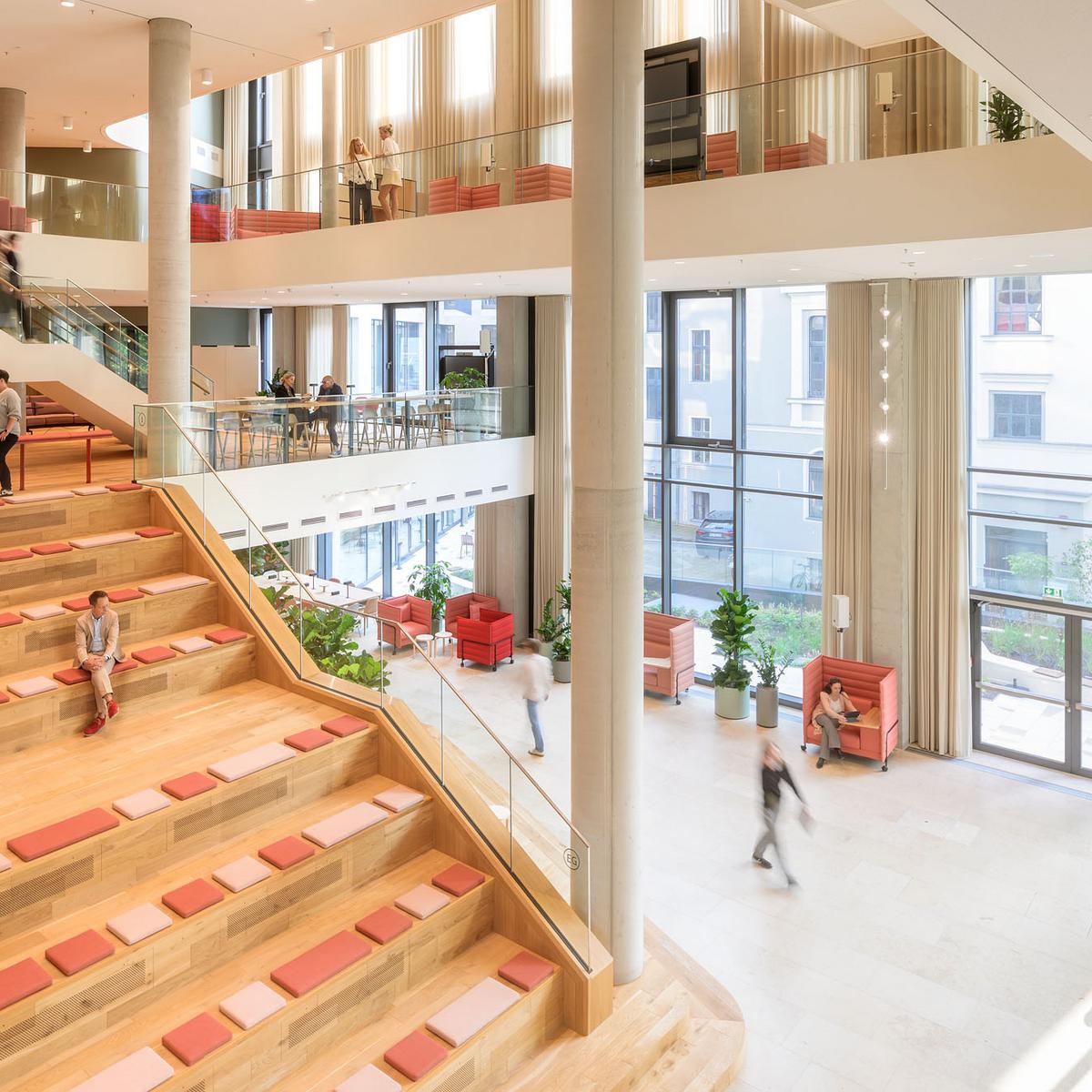 Visualisierung von Innenraum B-One, die neuen Arbeitswelten der Berlin Hyp 