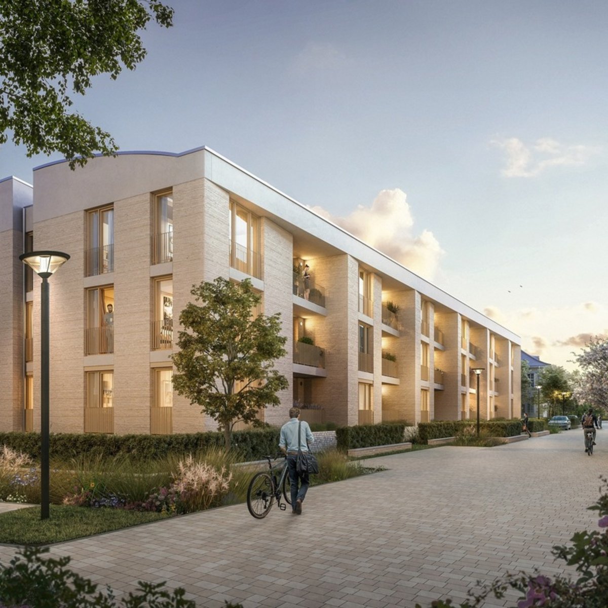 Visualisierung vom neuen Segelflieger Quartier Berlin der BAUWERT AG: THEKLA 