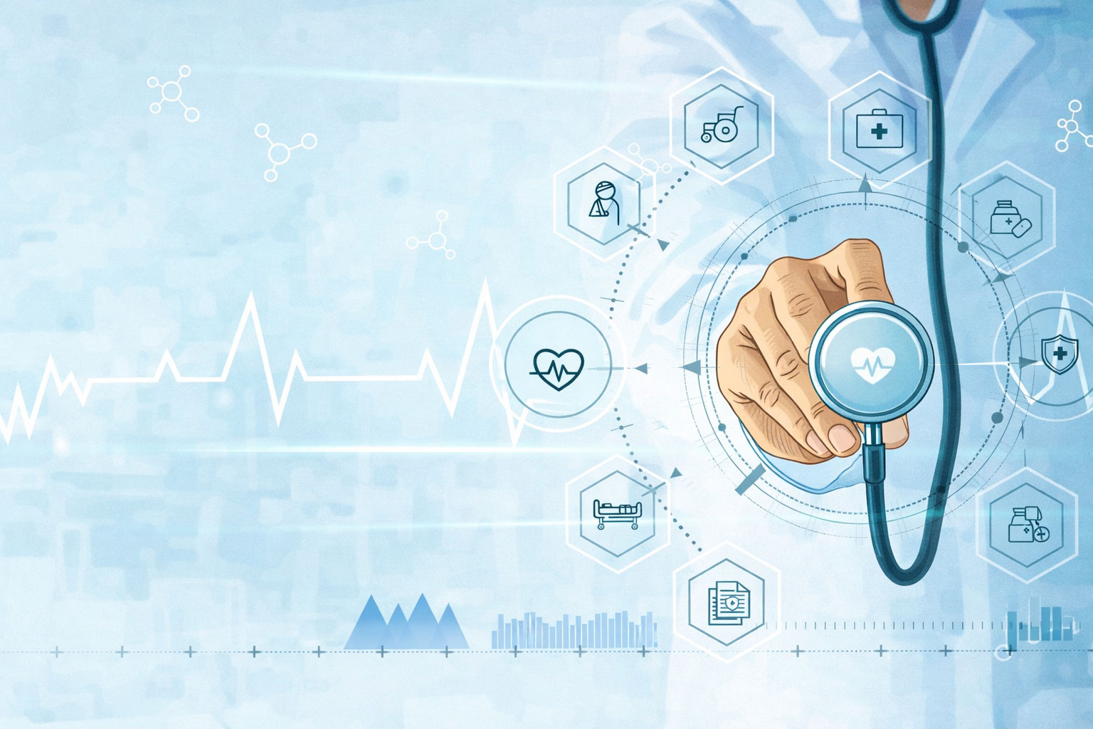 Visualisierung eines Arztes mit einem Stethoskop.