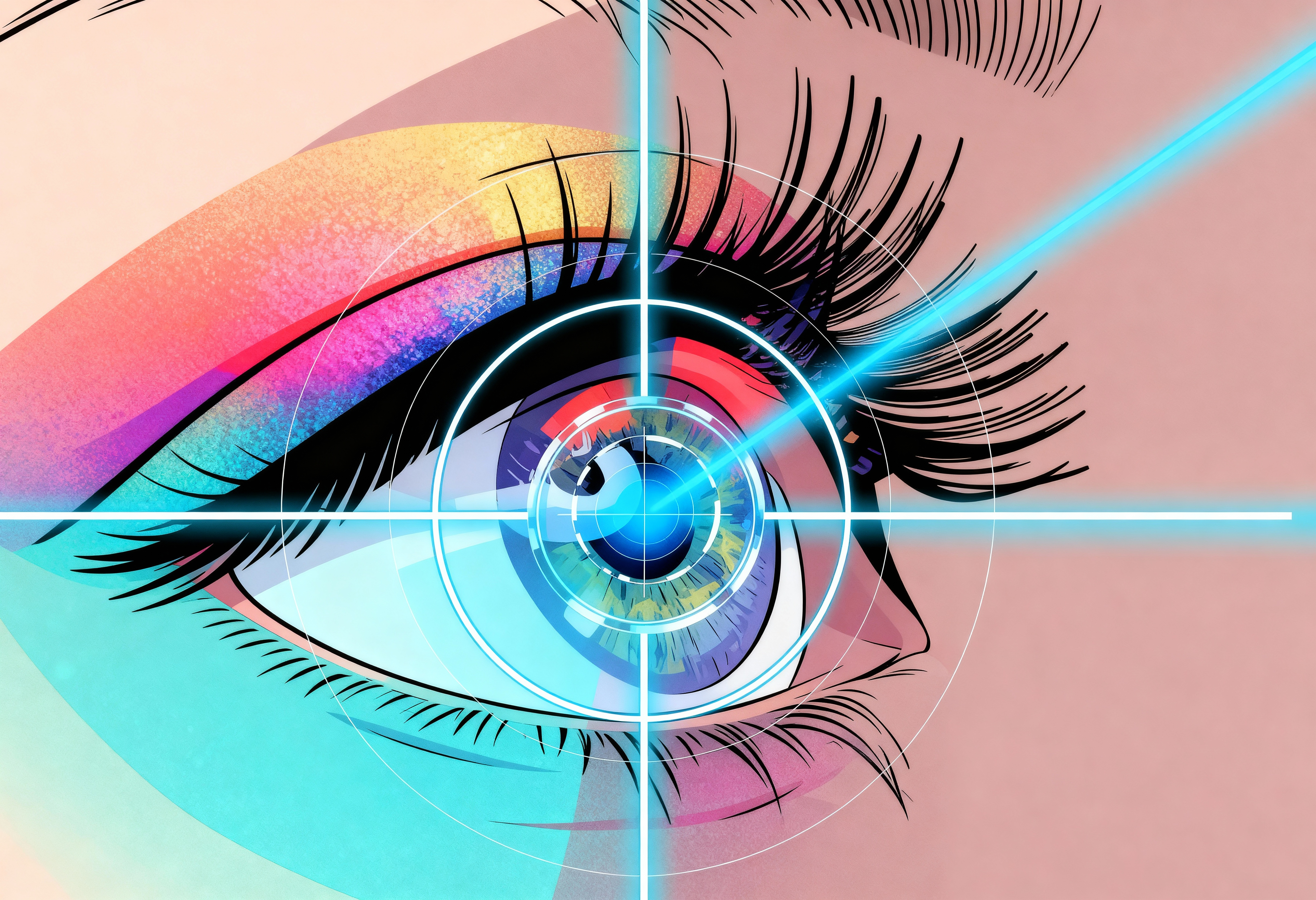 Nahaufnahme eines Auges während einer Laserbehandlung