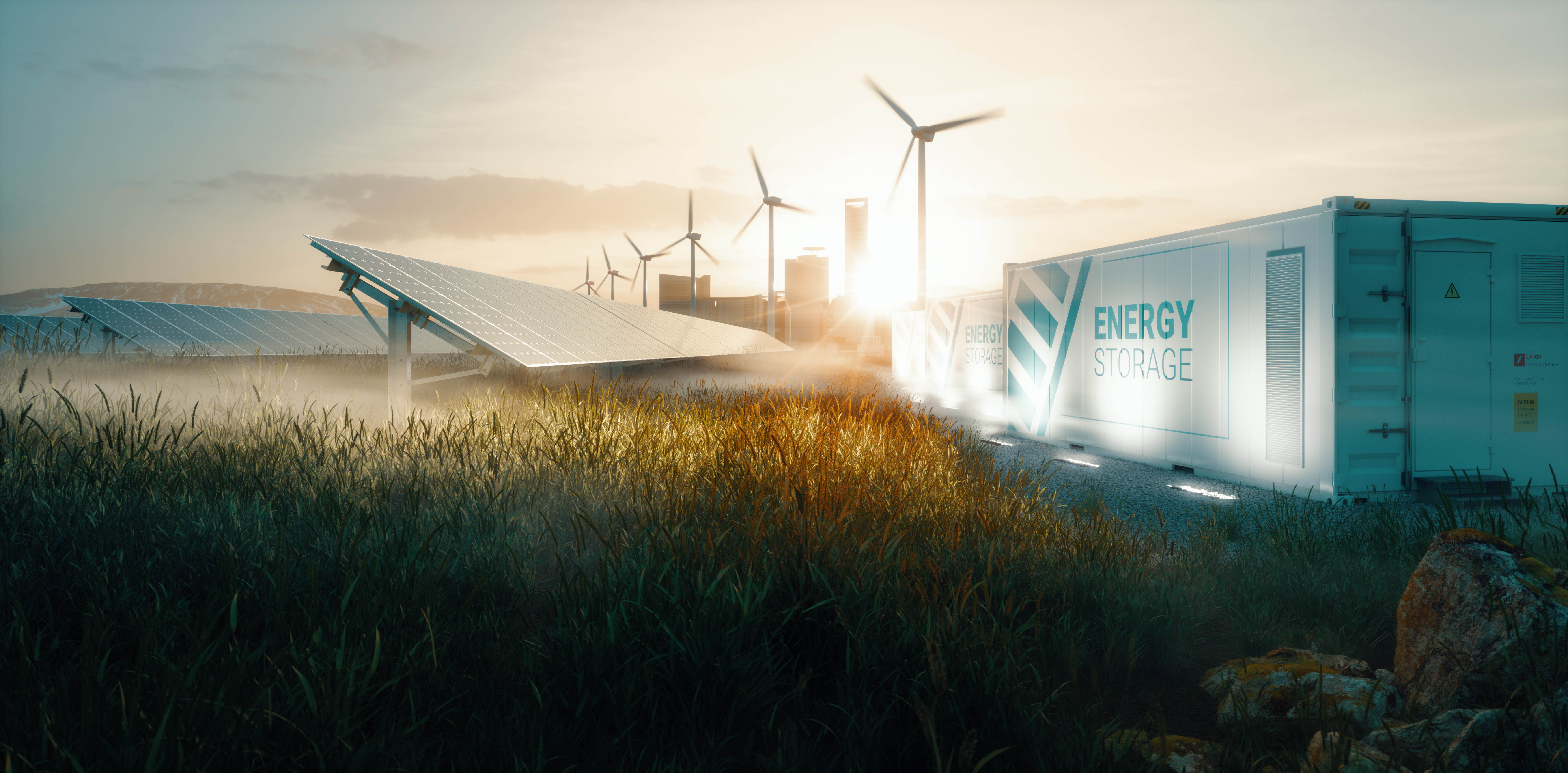 Smart Grid - Solarpanel, Windräder