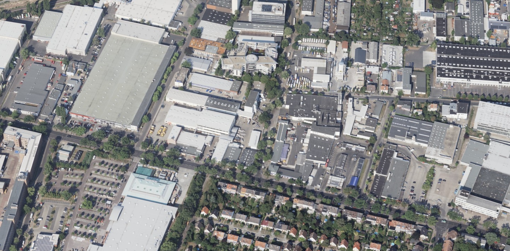 Luftaufnahme des Gewerbestandortes Großbeerenstraße